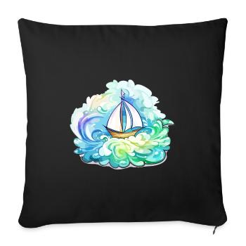 Sailboat - illustration - Sofa pillowcase 17,3'' x 17,3'' (45 x 45 cm) - black - Front