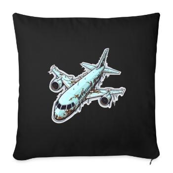 Airplane - illustration - Sofa pillowcase 17,3'' x 17,3'' (45 x 45 cm) - black - Front
