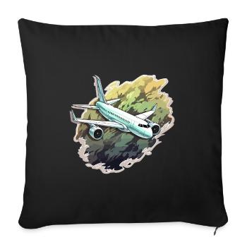 Airplane - illustration - Sofa pillowcase 17,3'' x 17,3'' (45 x 45 cm) - black - Front