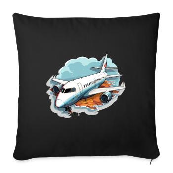 Airplane - illustration - Sofa pillowcase 17,3'' x 17,3'' (45 x 45 cm) - black - Front