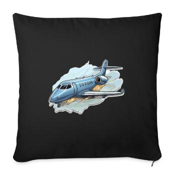 Airplane - illustration - Sofa pillowcase 17,3'' x 17,3'' (45 x 45 cm) - black - Front