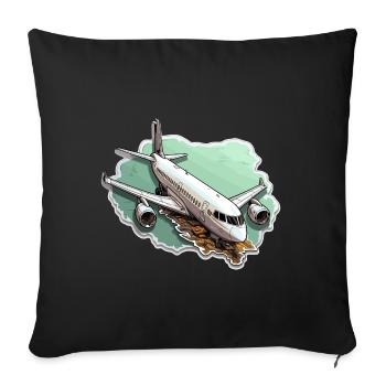 Airplane - illustration - Sofa pillowcase 17,3'' x 17,3'' (45 x 45 cm) - black - Front