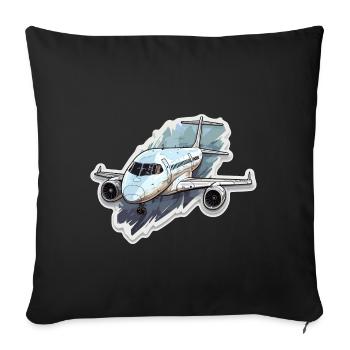 Airplane - illustration - Sofa pillowcase 17,3'' x 17,3'' (45 x 45 cm) - black - Front