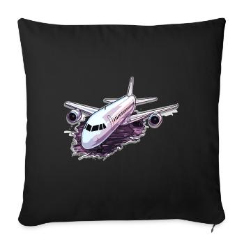 Airplane - illustration - Sofa pillowcase 17,3'' x 17,3'' (45 x 45 cm) - black - Front