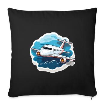 Airplane - illustration - Sofa pillowcase 17,3'' x 17,3'' (45 x 45 cm) - black - Front