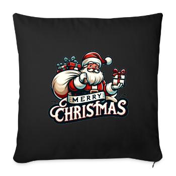 Merry Christmas - Santa Illustration - Sofakissenbezug 45 x 45 cm - Schwarz - Vorne
