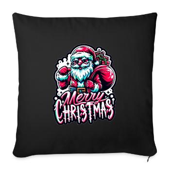 Merry Christmas - Santa Illustration - Sofakissenbezug 45 x 45 cm - Schwarz - Vorne