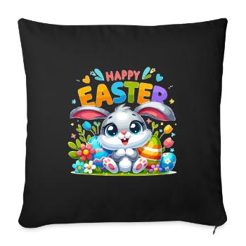 Happy Easter - Easter Bunny Illustration - Sofa pillowcase 17,3'' x 17,3'' (45 x 45 cm) - black - Front