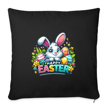 Happy Easter - Easter Bunny Illustration - Sofa pillowcase 17,3'' x 17,3'' (45 x 45 cm) - black - Front