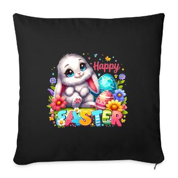 Happy Easter - Easter Bunny Illustration - Sofa pillowcase 17,3'' x 17,3'' (45 x 45 cm) - black - Front