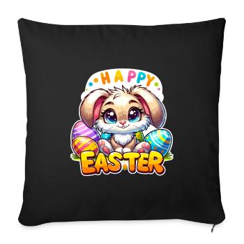 Happy Easter - Easter Bunny Illustration - Sofa pillowcase 17,3'' x 17,3'' (45 x 45 cm) - black - Front