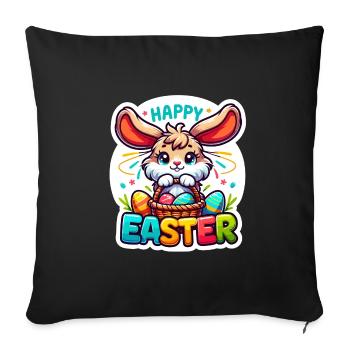 Happy Easter - Easter Bunny Illustration - Sofa pillowcase 17,3'' x 17,3'' (45 x 45 cm) - black - Front
