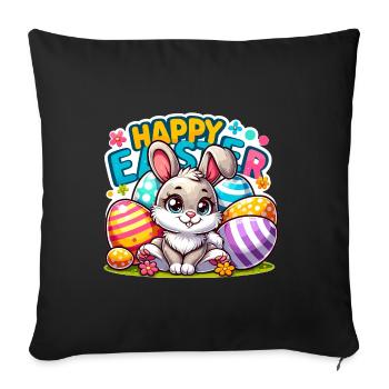 Happy Easter - Easter Bunny Illustration - Sofa pillowcase 17,3'' x 17,3'' (45 x 45 cm) - black - Front