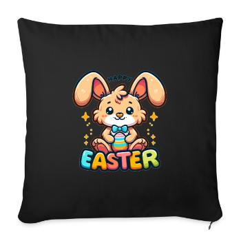 Happy Easter - Easter Bunny Illustration - Sofa pillowcase 17,3'' x 17,3'' (45 x 45 cm) - black - Front
