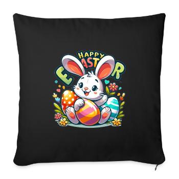 Happy Easter - Easter Bunny Illustration - Sofa pillowcase 17,3'' x 17,3'' (45 x 45 cm) - black - Front
