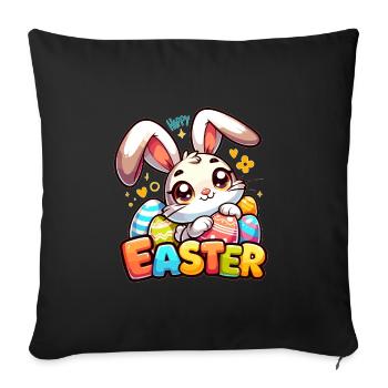 Happy Easter - Easter Bunny Illustration - Sofa pillowcase 17,3'' x 17,3'' (45 x 45 cm) - black - Front