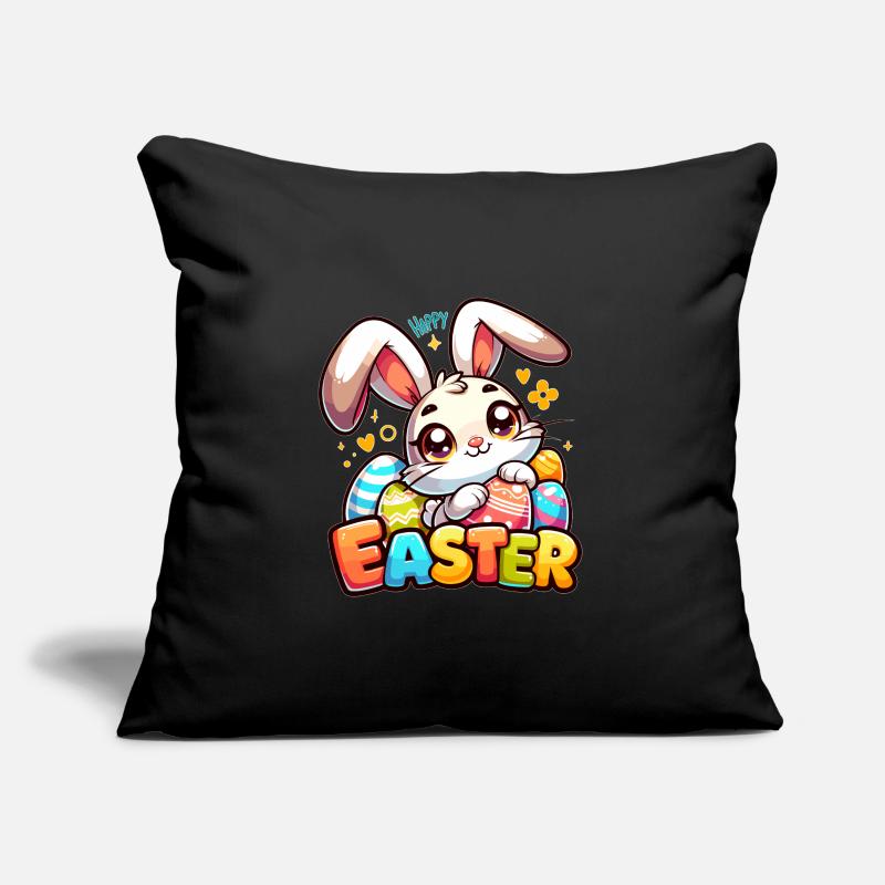 Joyeuses Pâques - Illustration de lapin de Pâques Housse de coussin décorative 45 x 45 cm