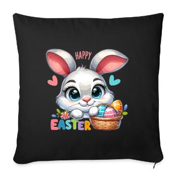 Happy Easter - Easter Bunny Illustration - Sofa pillowcase 17,3'' x 17,3'' (45 x 45 cm) - black - Front