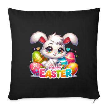 Happy Easter - Easter Bunny Illustration - Sofa pillowcase 17,3'' x 17,3'' (45 x 45 cm) - black - Front