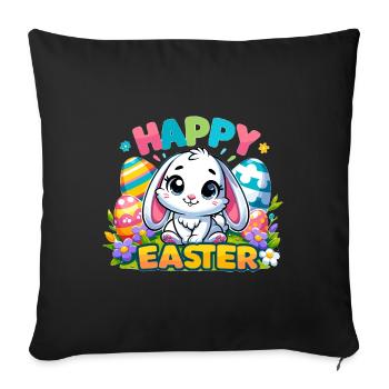 Happy Easter - Easter Bunny Illustration - Sofa pillowcase 17,3'' x 17,3'' (45 x 45 cm) - black - Front