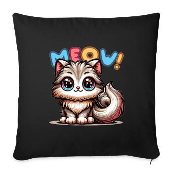 Meow - Cat Illustration - Sofa pillowcase 17,3'' x 17,3'' (45 x 45 cm) - black - Front