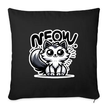 Meow - Cat Illustration - Sofa pillowcase 17,3'' x 17,3'' (45 x 45 cm) - black - Front