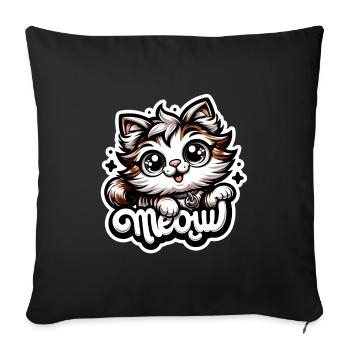 Meow - Cat Illustration - Sofa pillowcase 17,3'' x 17,3'' (45 x 45 cm) - black - Front