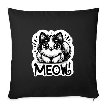 Meow - Cat Illustration - Sofa pillowcase 17,3'' x 17,3'' (45 x 45 cm) - black - Front