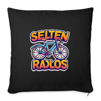 Selten Radlos - Fahrrad Illustration - Sofakissenbezug 45 x 45 cm - Schwarz - Vorne