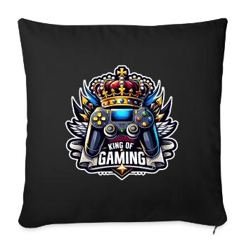King of Gaming - Controller and Crown Illustration - Sofa pillowcase 17,3'' x 17,3'' (45 x 45 cm) - black - Front