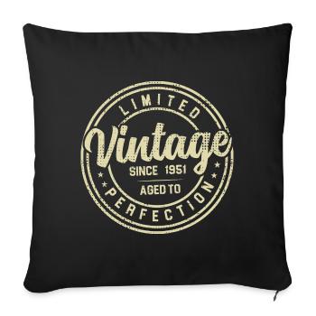 Vintage, 1951er, 1951, Geburtstagsgeschenk - Sofakissenbezug 45 x 45 cm - Schwarz - Vorne