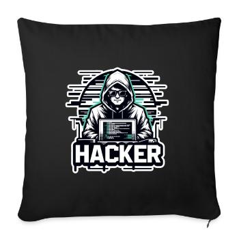 Hacker - Illustration - Housse de coussin décorative 45 x 45 cm - noir - Devant