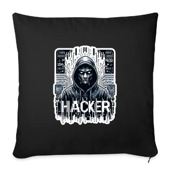Hacker - Illustration - Housse de coussin décorative 45 x 45 cm - noir - Devant