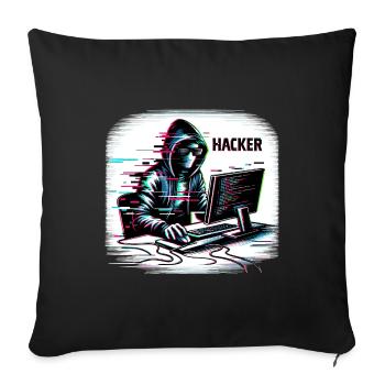 Hacker - Illustration - Housse de coussin décorative 45 x 45 cm - noir - Devant