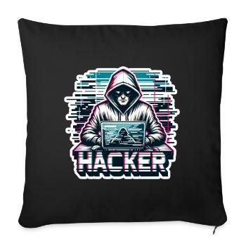 Hacker - Illustration - Housse de coussin décorative 45 x 45 cm - noir - Devant