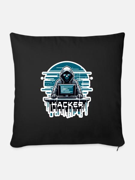 Hacker - Illustration - Sofakissenbezug 45 x 45 cm - Schwarz