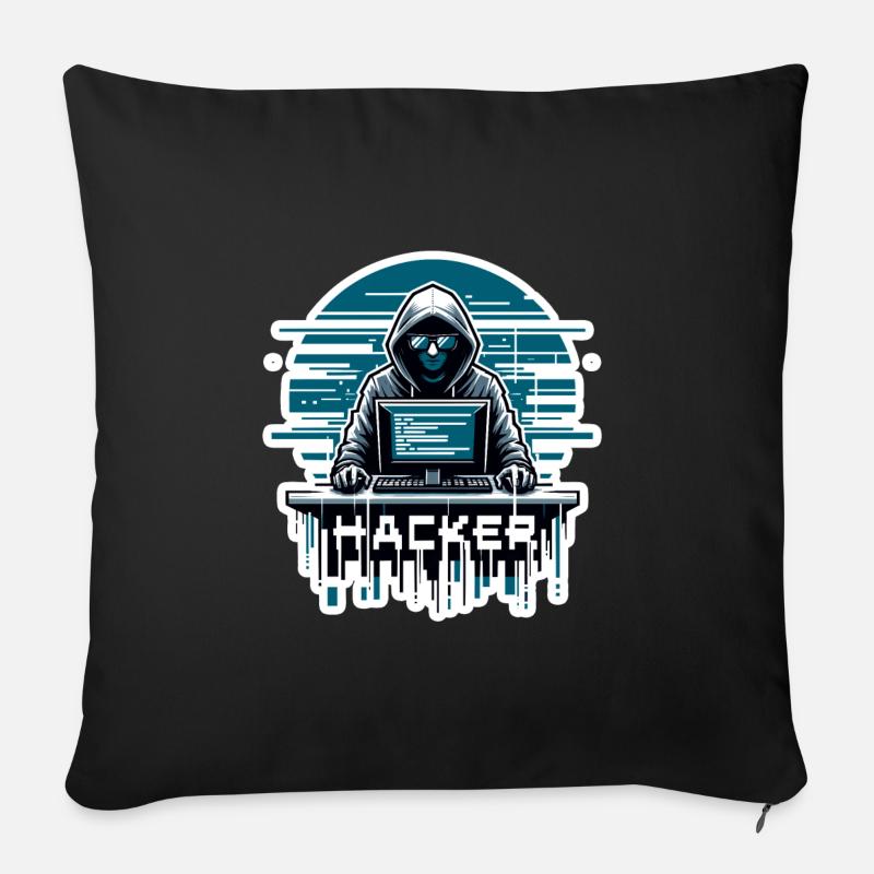 Hacker - Illustration - Sofakissenbezug 45 x 45 cm - Schwarz
