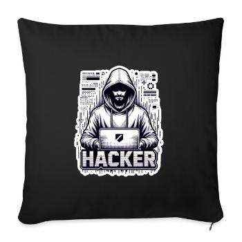 Hacker - Illustration - Housse de coussin décorative 45 x 45 cm - noir - Devant