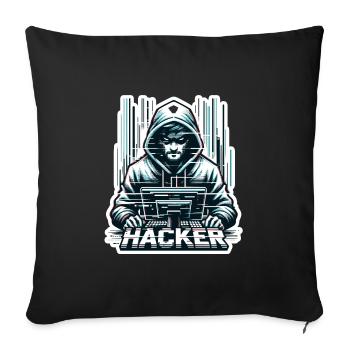 Hacker - Illustration - Housse de coussin décorative 45 x 45 cm - noir - Devant