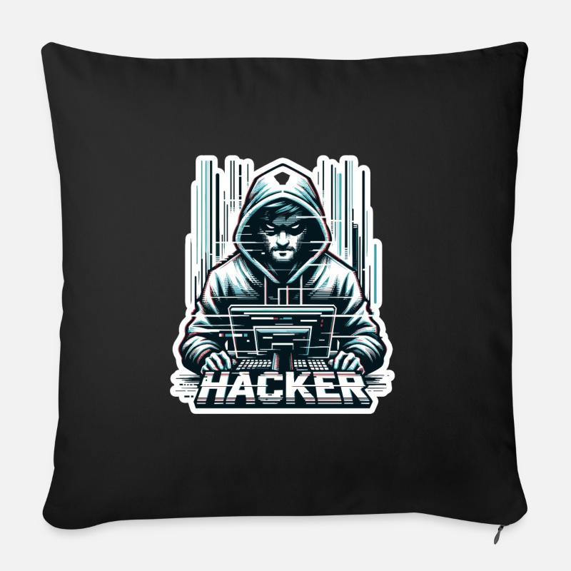 Hacker - Illustration - Sofakissenbezug 45 x 45 cm - Schwarz
