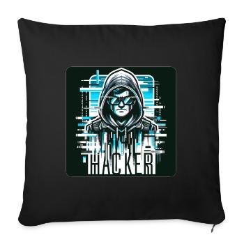 Hacker - Illustration - Housse de coussin décorative 45 x 45 cm - noir - Devant