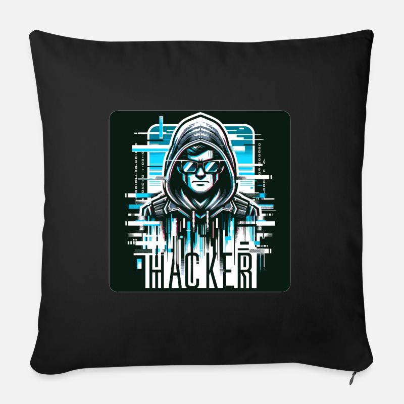 Hacker - Illustration - Sofakissenbezug 45 x 45 cm - Schwarz