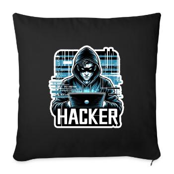 Hacker - Illustration - Housse de coussin décorative 45 x 45 cm - noir - Devant
