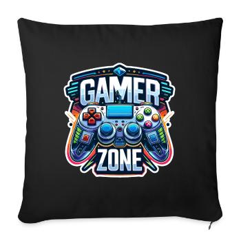 Gamer Zone - Illustration de la manette - Housse de coussin décorative 45 x 45 cm - noir - Devant