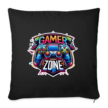 Gamer Zone - Illustration de la manette - Housse de coussin décorative 45 x 45 cm - noir - Devant