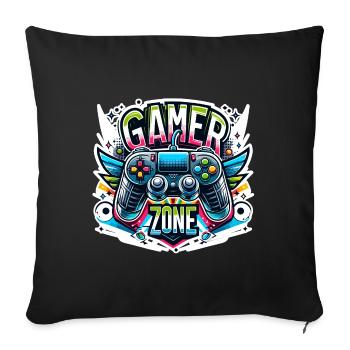 Gamer Zone - Illustration de la manette - Housse de coussin décorative 45 x 45 cm - noir - Devant