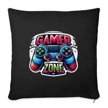 Zone de jeu - Illustration de la manette - Housse de coussin décorative 45 x 45 cm - noir - Devant