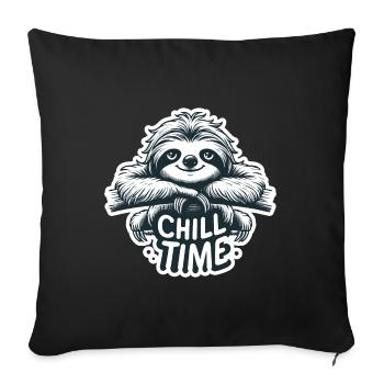 Chill Time - Sloth Illustration - Sofa pillowcase 17,3'' x 17,3'' (45 x 45 cm) - black - Front