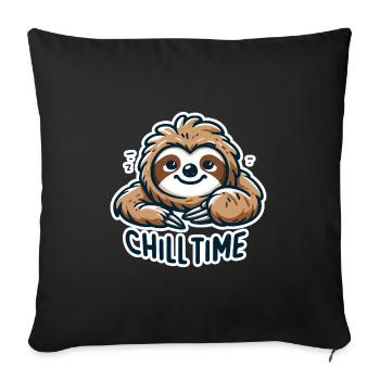 Chill Time - Sloth Illustration - Sofa pillowcase 17,3'' x 17,3'' (45 x 45 cm) - black - Front