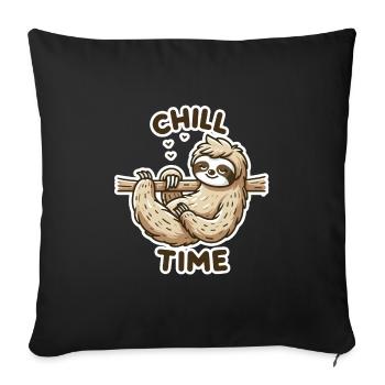 Chill Time - Sloth Illustration - Sofa pillowcase 17,3'' x 17,3'' (45 x 45 cm) - black - Front